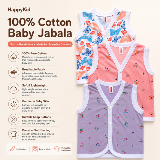 100% Cotton Baby Jabala Set - 3 Pack (0-3M)
