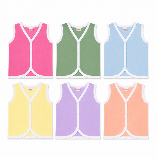 HappyKid Plain Cotton Baby Jabala 0–3 Months – 6 Pack