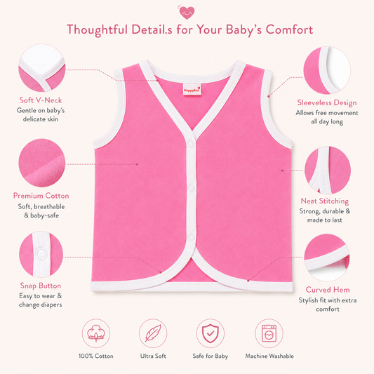 HappyKid Plain Cotton Baby Jabala 0–3 Months – 3 Pack
