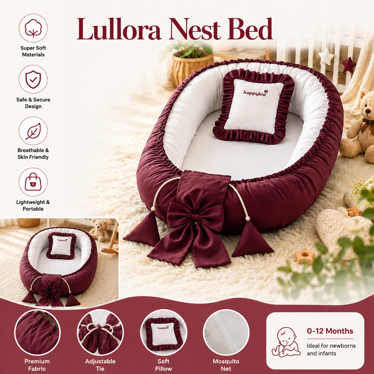 Baby Nest & Carry Bed Combo | 3-in-1 Newborn Sleep Solution