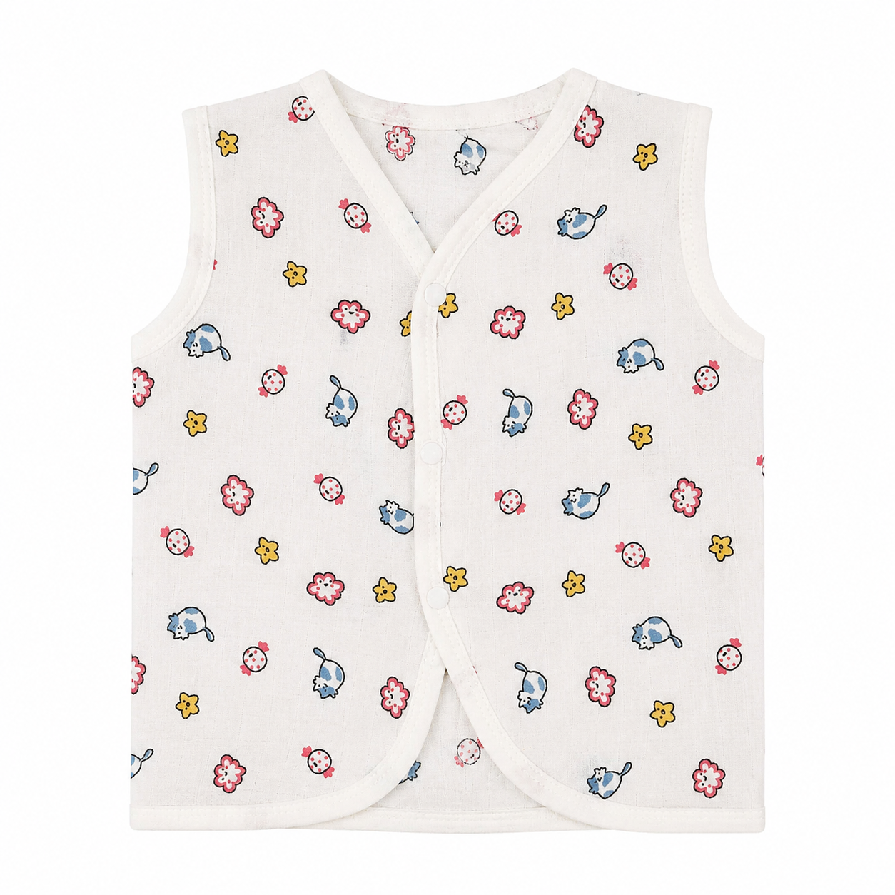 HappyKid Baby Muslin Jabala – Soft Cotton Sleeveless Vest for Newborns (0–3 Months)