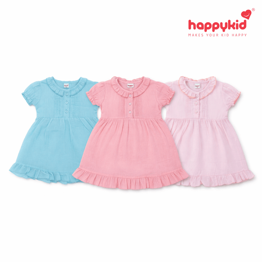 Baby Girls Voile Cotton Dress Set (3–18 Months) 3 Piece
