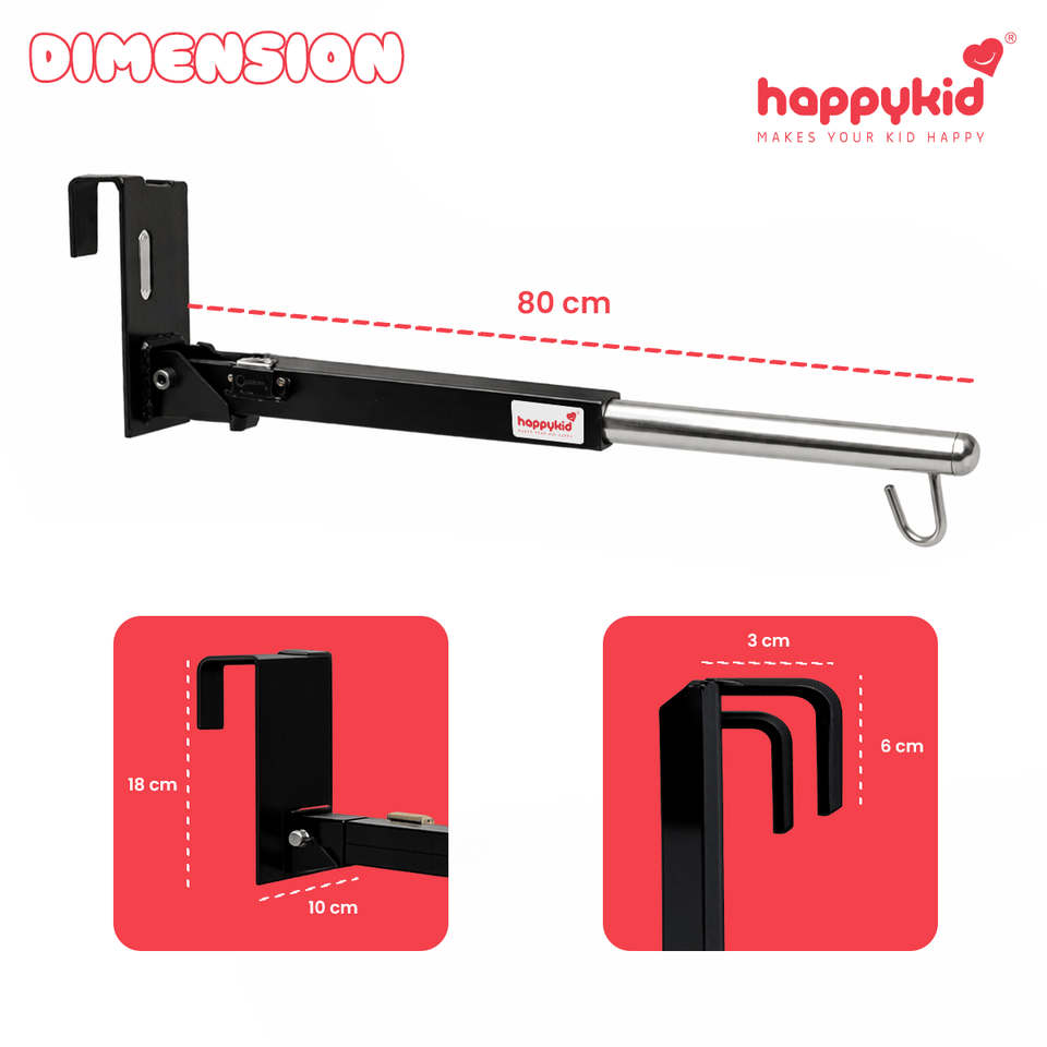 HappyKid 7-in-1 Baby Hanging Cradle with Adjustable Window Hanger & Soft Cushion Bed