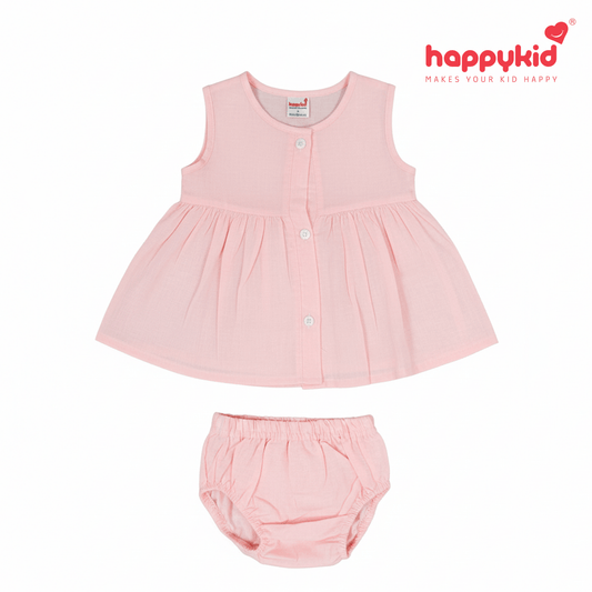 Baby Girls Voile Cotton Dress Set (0–3 Months) 3 Piece