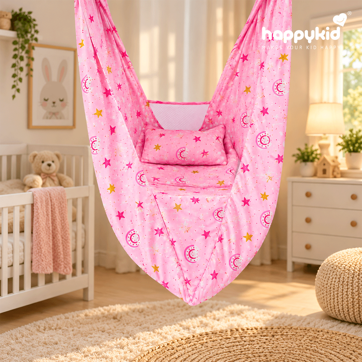 HappyKid Premium Baby Cradle Combo with Adjustable Window Hanger & Bed Cradle – 6 in 1 | Combo 7