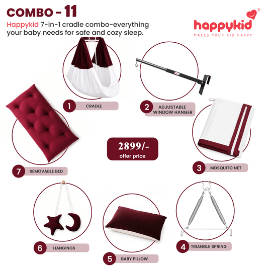 Premium Baby Hanging Cradle with Adjustable Window Hanger & Triangle Spring – 7 in 1 | Combo 11