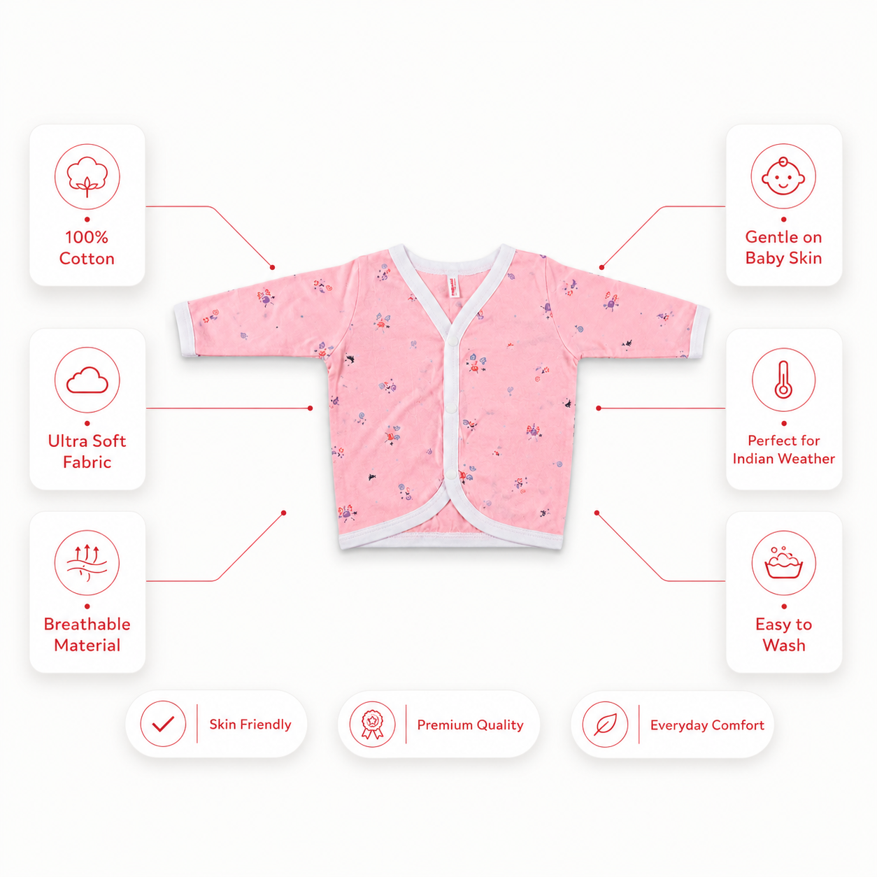 HappyKid Full Sleeve Cotton Jabala 5 Pack (0–3M)