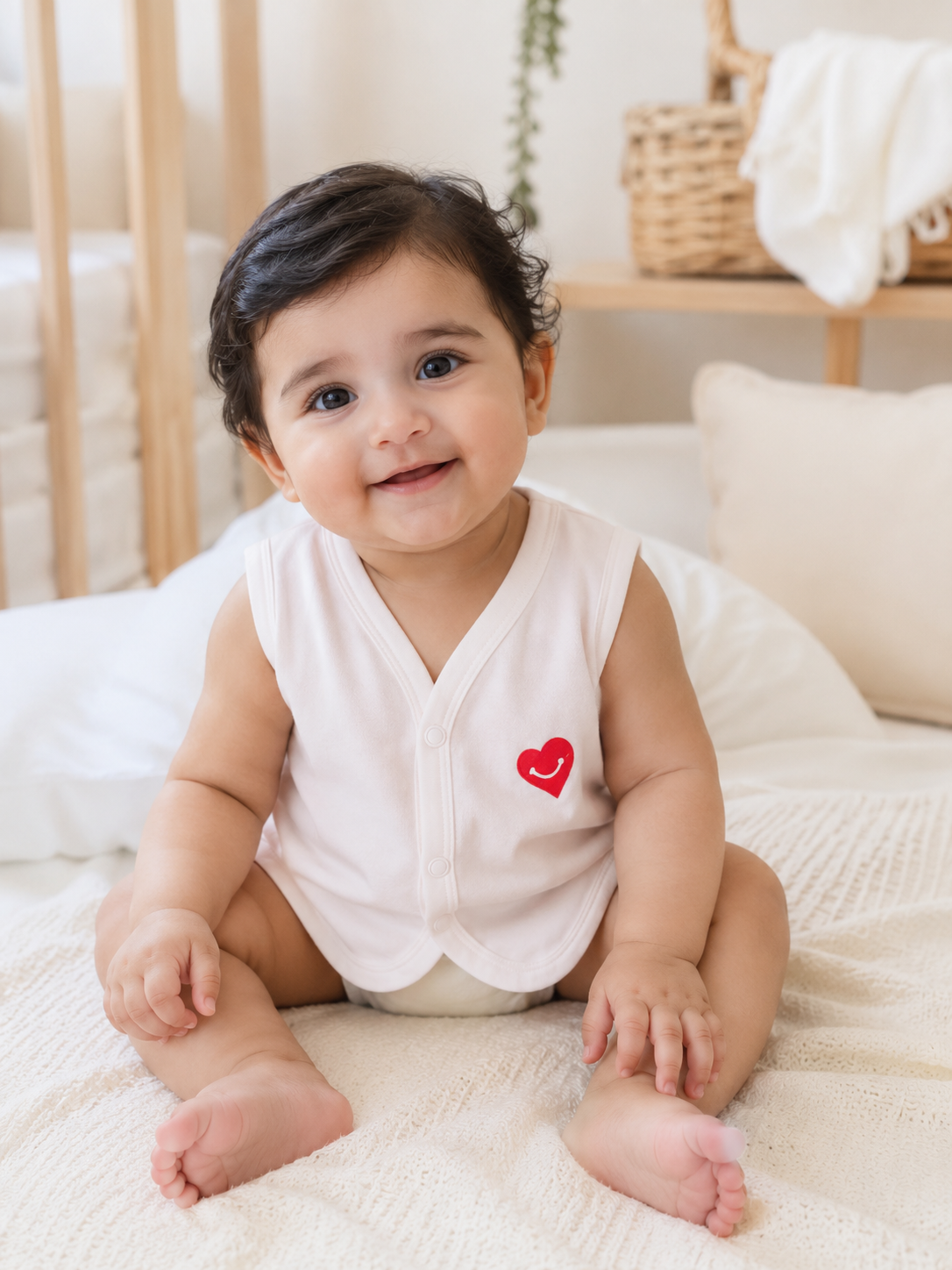 HappyKid Full White Cotton Baby Jabala – 6 Pack (0–6 Months)