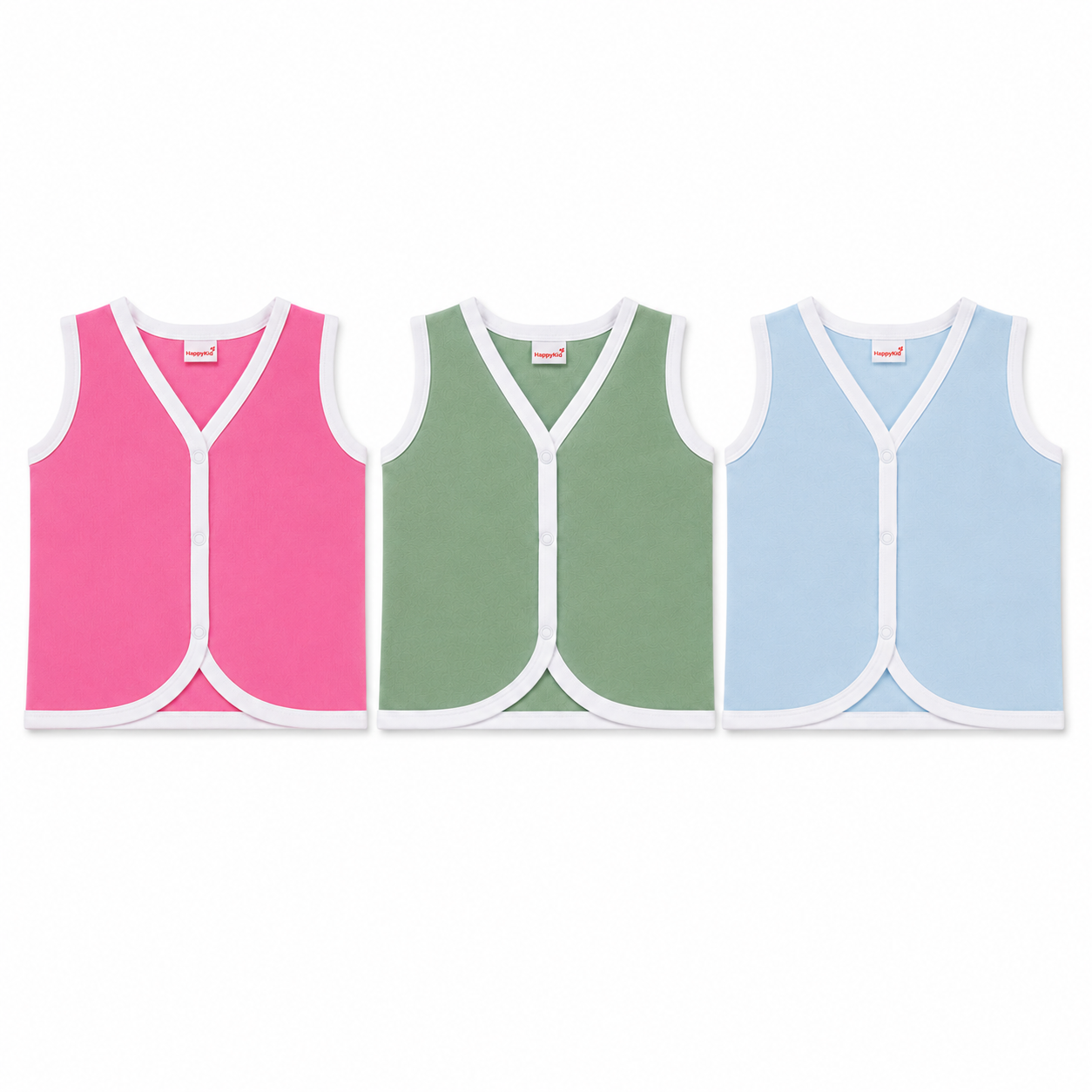 HappyKid Plain Cotton Baby Jabala 0–3 Months – 3 Pack