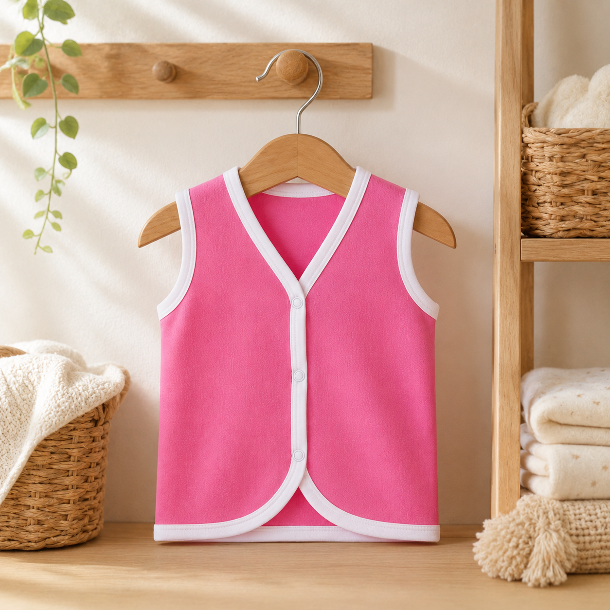 HappyKid Plain Cotton Baby Jabala 0–3 Months – 6 Pack