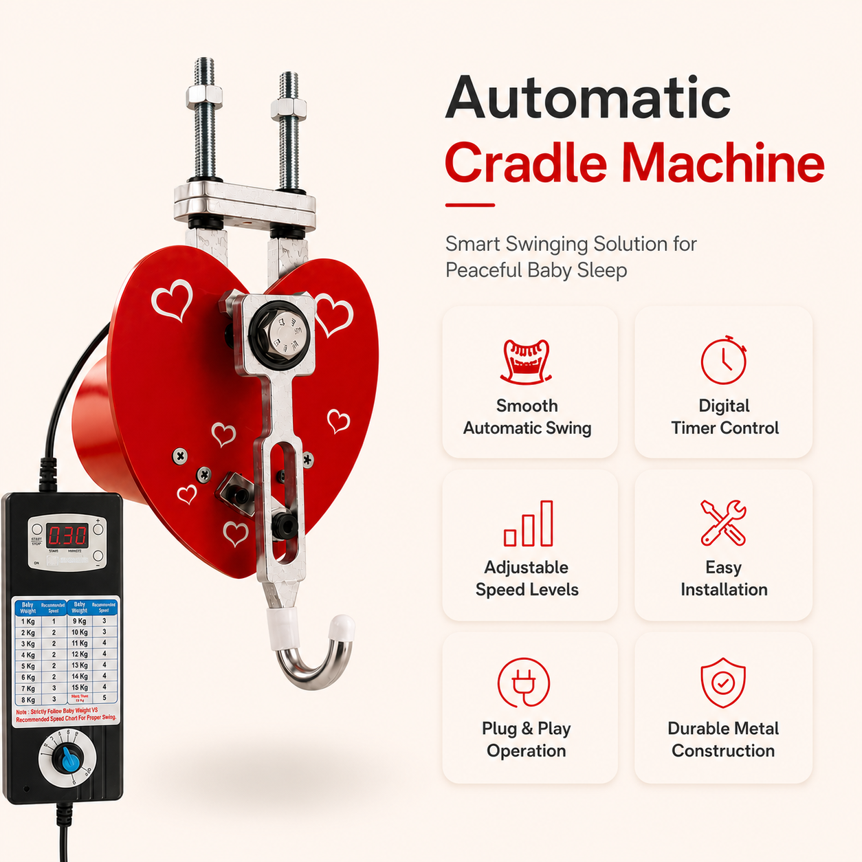 HappyKid Automatic Baby Cradle Swing Machine