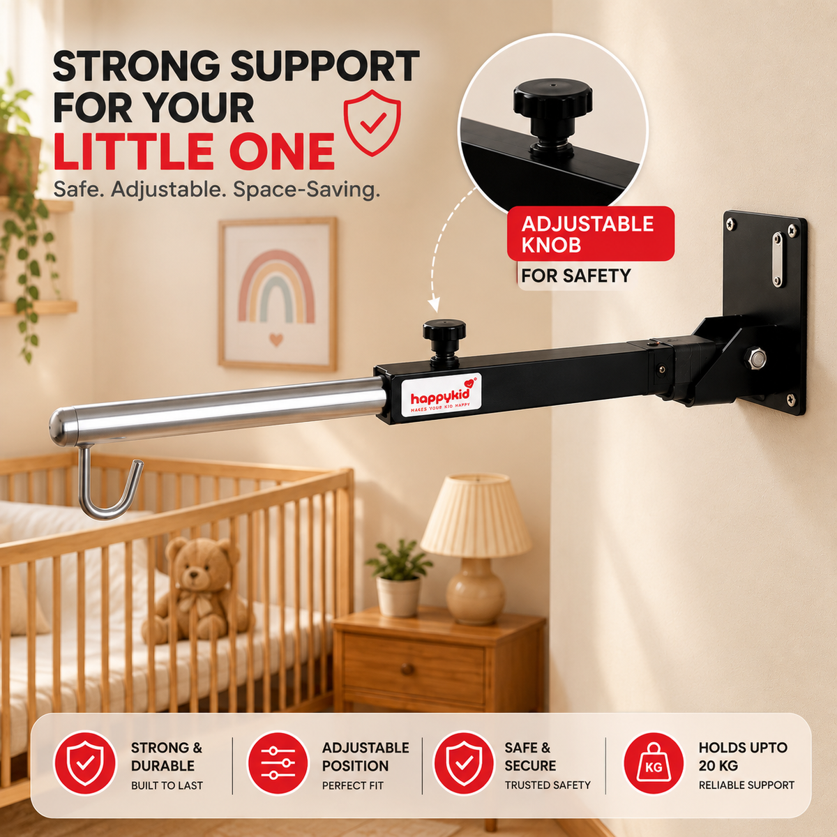 HappyKid Adjustable Baby Cradle Wall Hanger