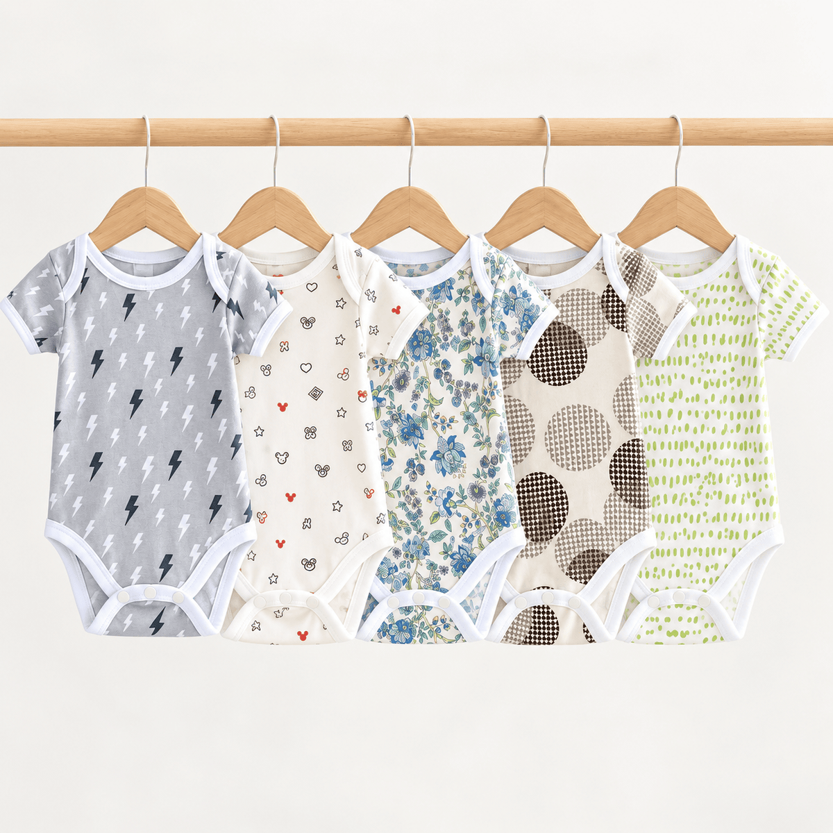 HappyKid Cotton Baby Bodysuit – Short Sleeve, 0–3 Months