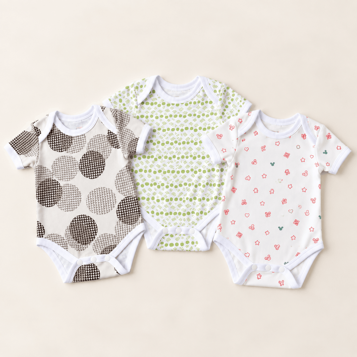 HappyKid Cotton Baby Bodysuit – Short Sleeve, 0–3 Months