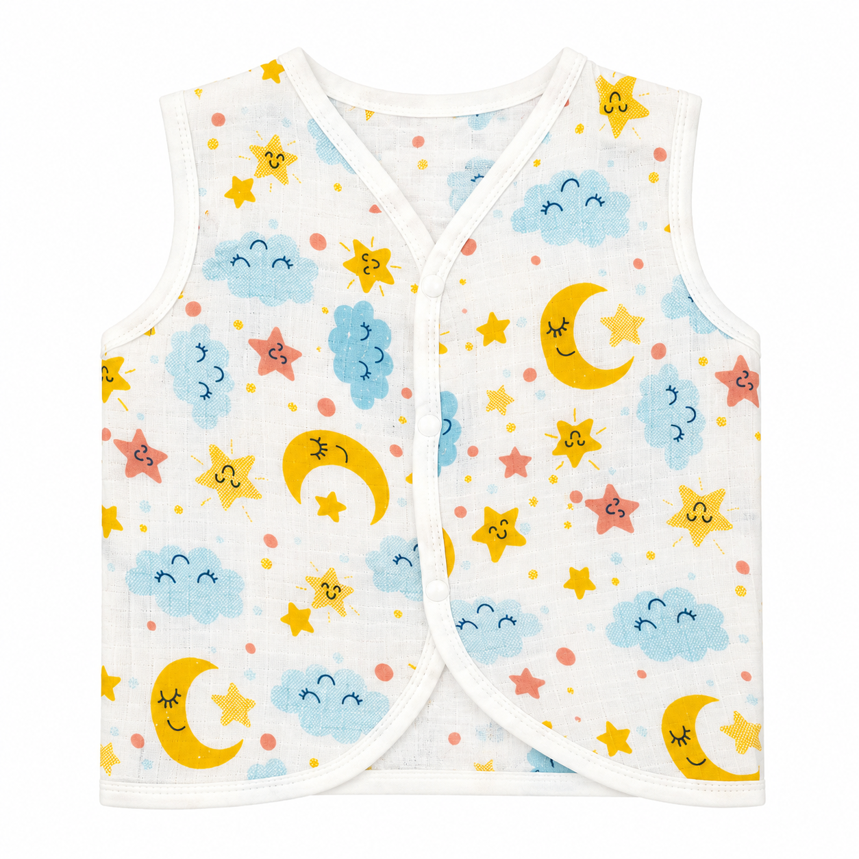 HappyKid Baby Muslin Jabala – Soft Cotton Sleeveless Vest for Newborns (0–3 Months)
