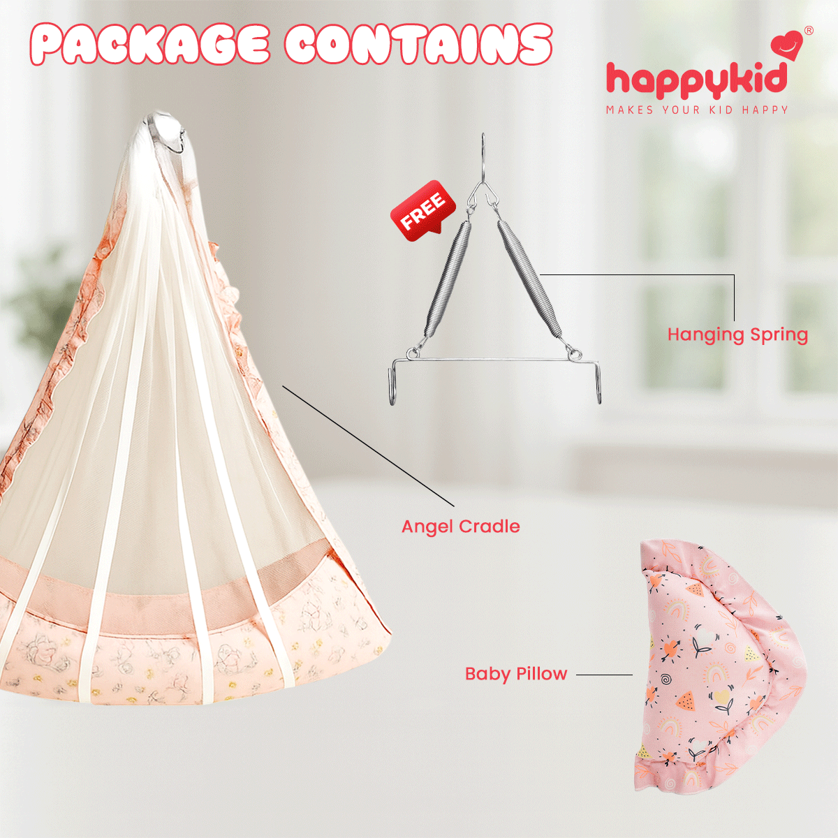 Baby Angel Cradle Combo with Adjustable Window Hanger