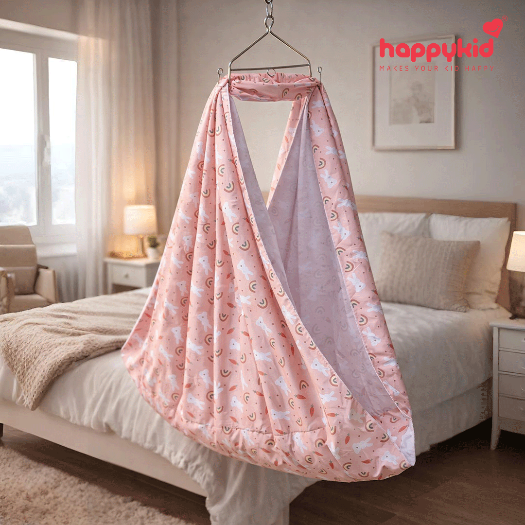 HappyKid Baby Bed Cradle Combo with Adjustable Window Hanger & Triangle Spring – 5 in 1 | Combo 6