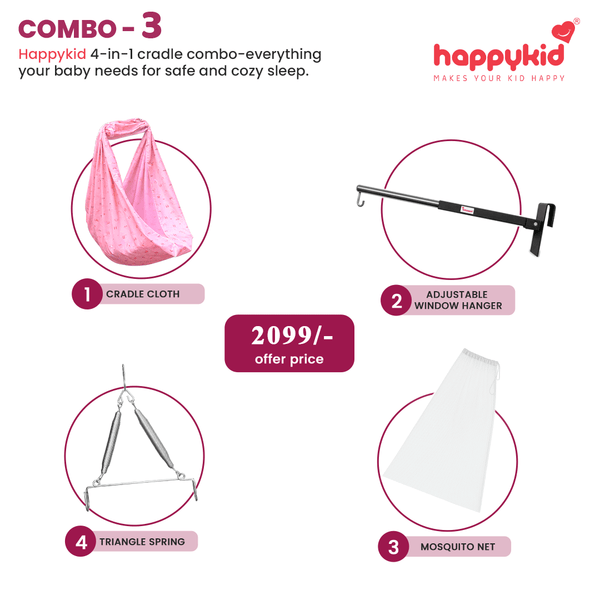 Baby Cradle Cloth Combo with Adjustable Window Hanger & Triangle Spring – 4 in 1 | Combo 3
