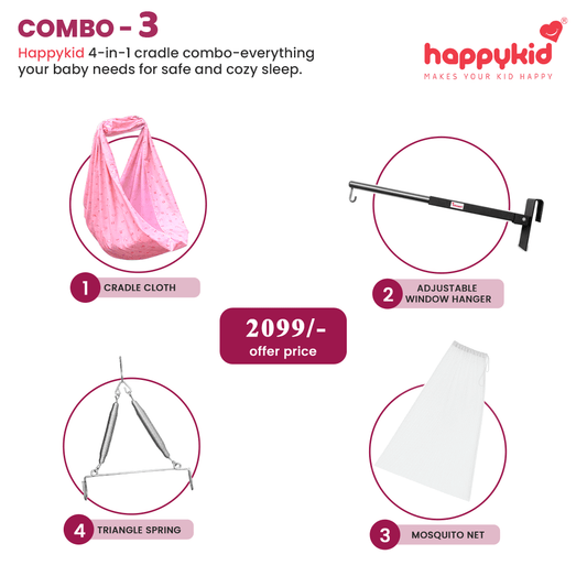 Baby Cradle Cloth Combo with Adjustable Window Hanger & Triangle Spring – 4 in 1 | Combo 3