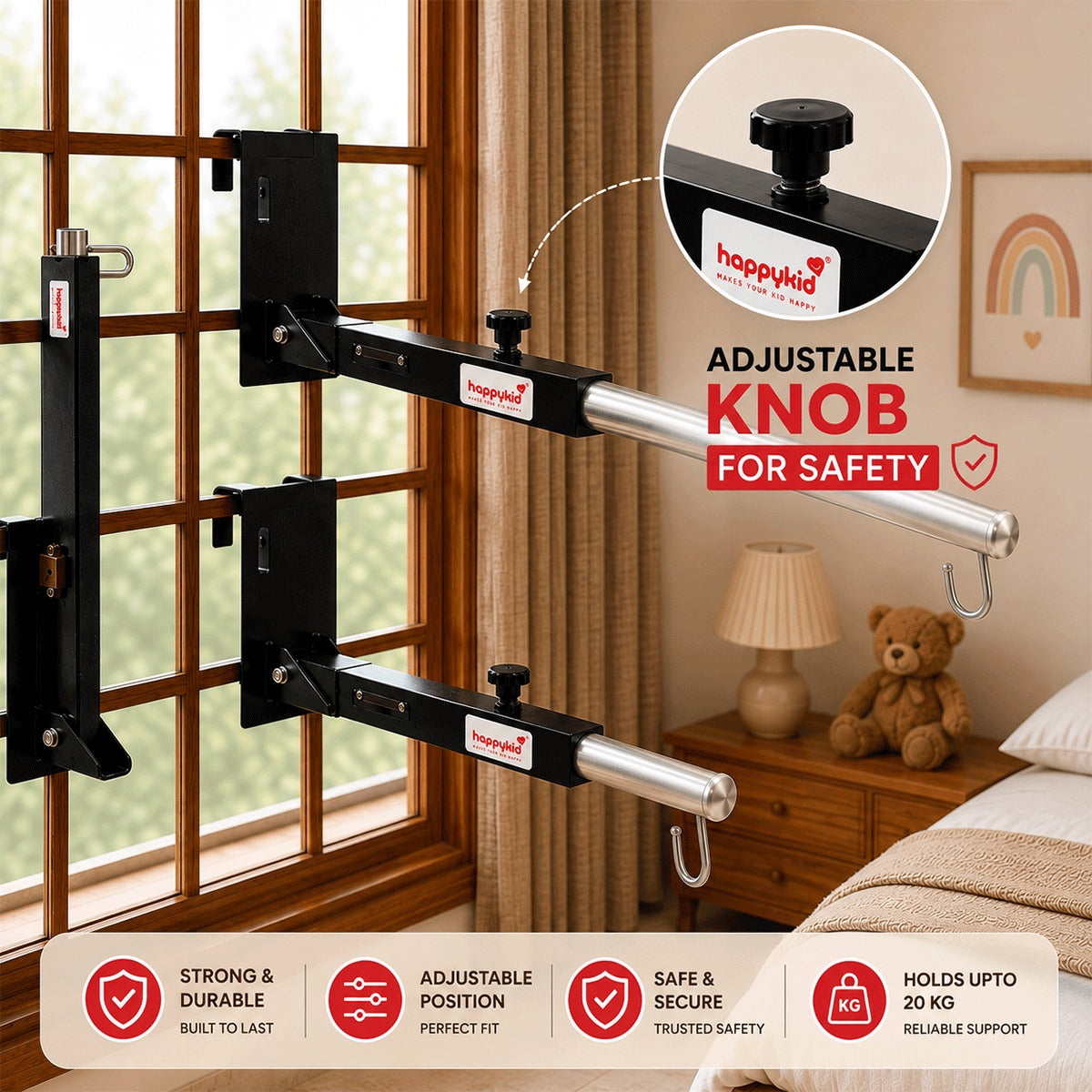 HappyKid Baby Cradle Combo with Adjustable Window Hanger & Spring – 5 in 1 | Combo 4