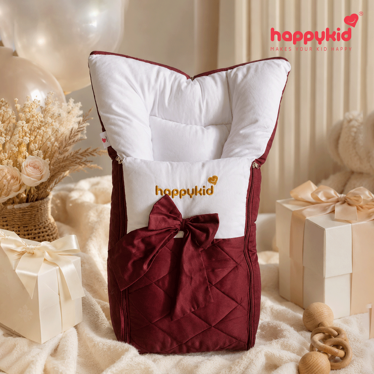 HappyKid Premium Cotton Baby Carry Bed | 3-in-1 Newborn Sleeping Nest