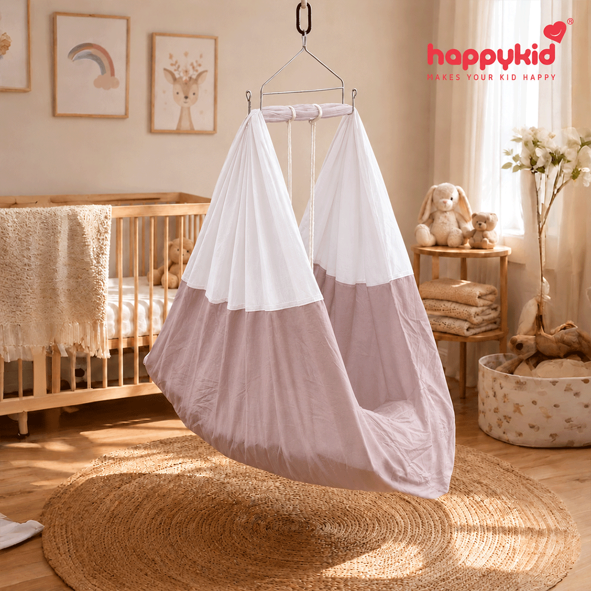 Premium Baby Hanging Cradle with Adjustable Window Hanger & Triangle Spring – 7 in 1 | Combo 11