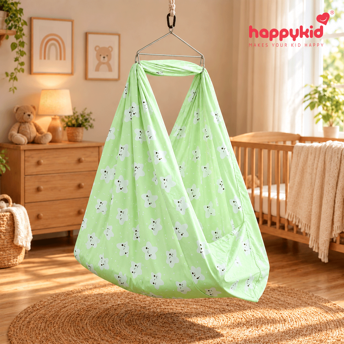 HappyKid Premium Baby Cradle Combo with Adjustable Window Hanger & Bed Cradle – 6 in 1 | Combo 7