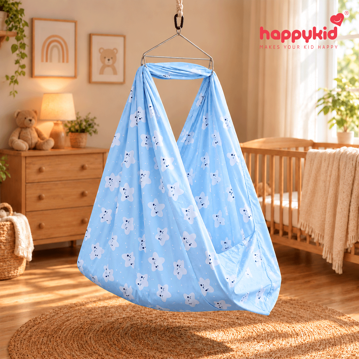 HappyKid Premium Baby Cradle Combo with Adjustable Window Hanger & Bed Cradle – 6 in 1 | Combo 7