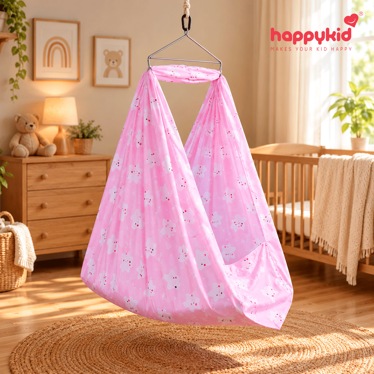 HappyKid Premium Baby Cradle Combo with Adjustable Window Hanger & Bed Cradle – 6 in 1 | Combo 7