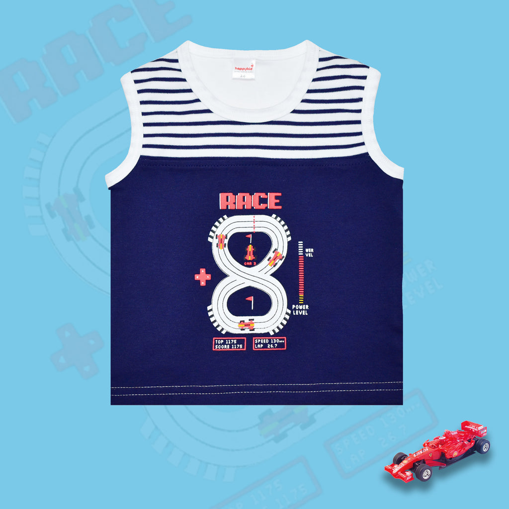 Blue Striped Sleeveless T Shirt With Shorts for Newborn Baby Boys