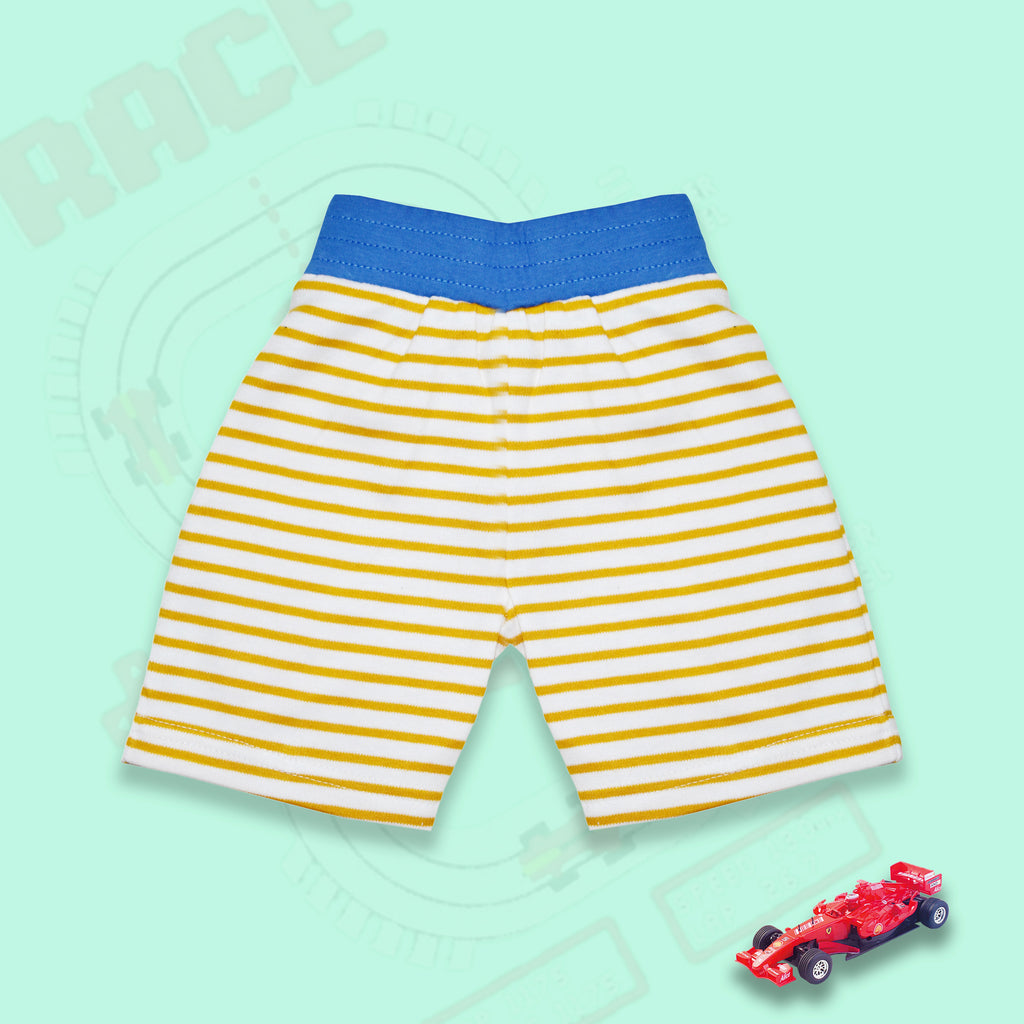 Yellow Striped Sleeveless T Shirt With Shorts for Newborn Baby Boys