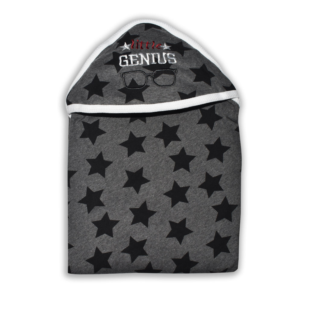 Little Genius Embroidery Hooded Cotton Towel / Wrapper for Newborn Babies
