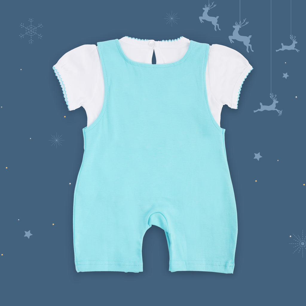 Half Sleeves Dungaree Set For Baby Girls