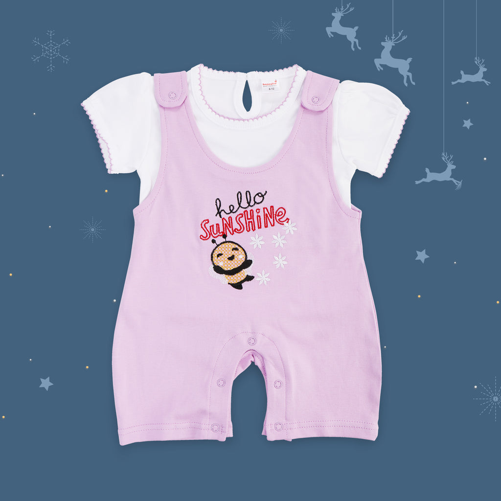 Half Sleeves Dungaree Set For Baby Girls